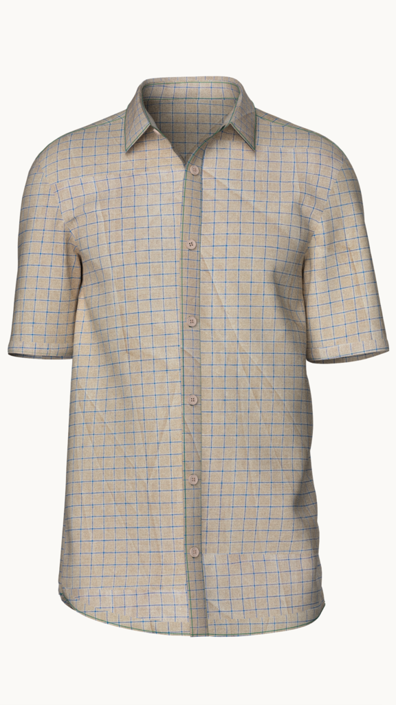 Cotton check mens shirt (Beige)