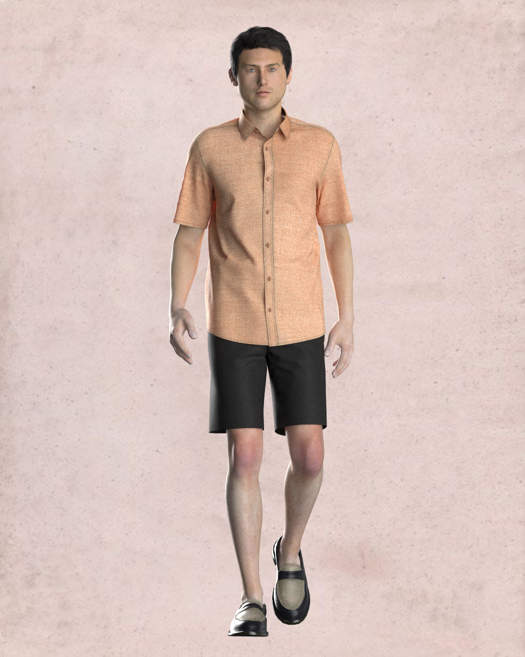 Japanese cotton men shirt (Light Salmon)