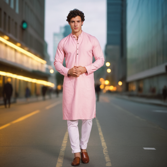 WhisperSoft Gentle Cotton kurta  (Pink)