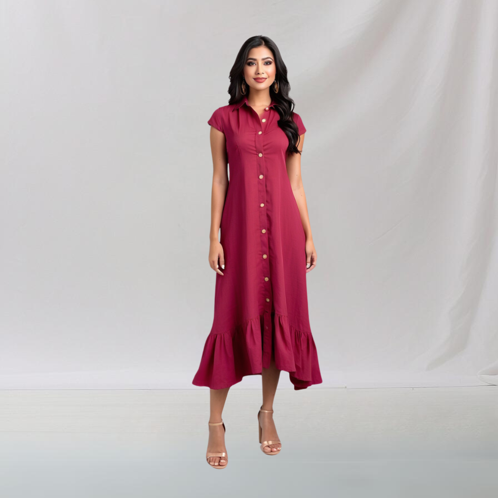 Cotton: Chic Office Dress (Red)  House of supr made to fit dress, customized, tailor made dress, make in your measurement, size, office wear, smart casual, casual dress in work office