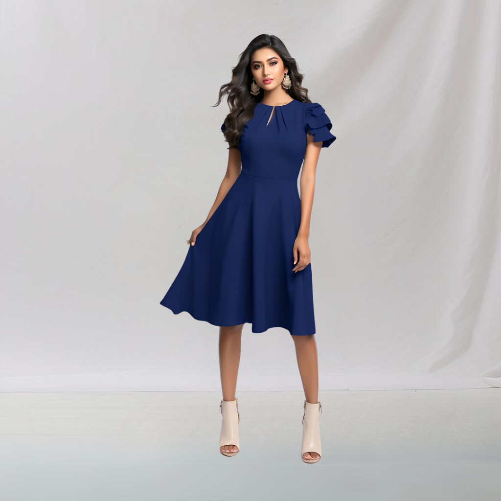 Cotton: Urban Indian Vogue Dress (Deep Blue) House of supr offers made to measure service. Give your measurements and get dress made as per your size, Sustuainable zero waste fashion